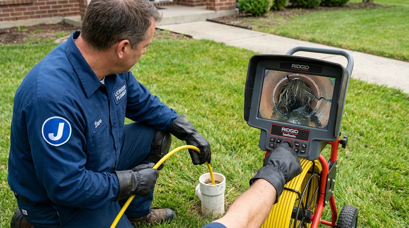 Sewer camera inspection being performed by Johns Plumbing LLC in Kingsford Heights