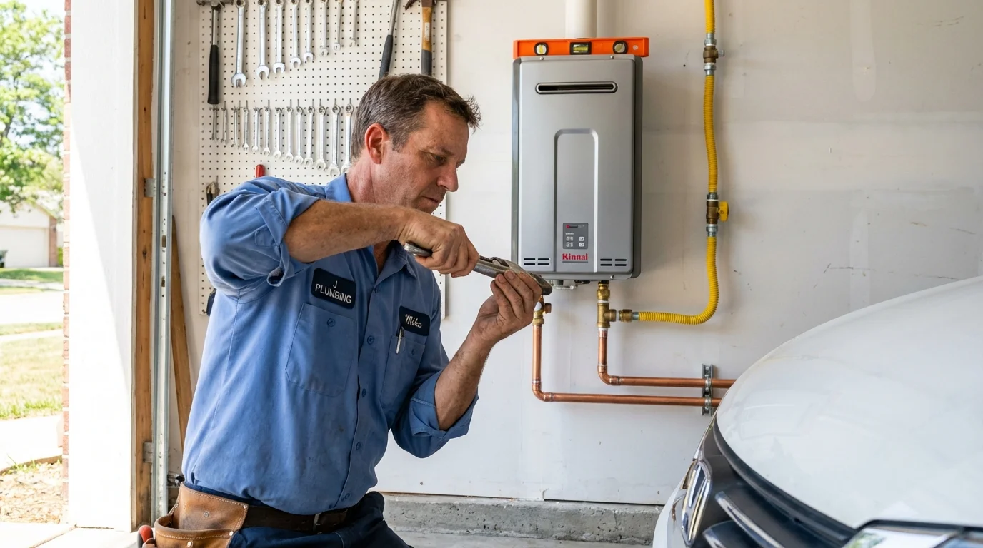Tankless water heater installation by a Johns Plumbing LLC plumber in Kingsford Heights